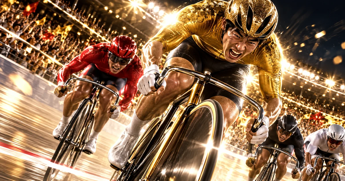 弥彦競輪場のバンクを駆け抜ける競輪選手のイメージ（寛仁親王牌2026・決勝の回顧記事）